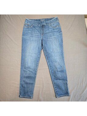 Chicos Womens 10R 1.5 Jegging Ankle Pants Blue Stretch Denim Casual Medium Wash